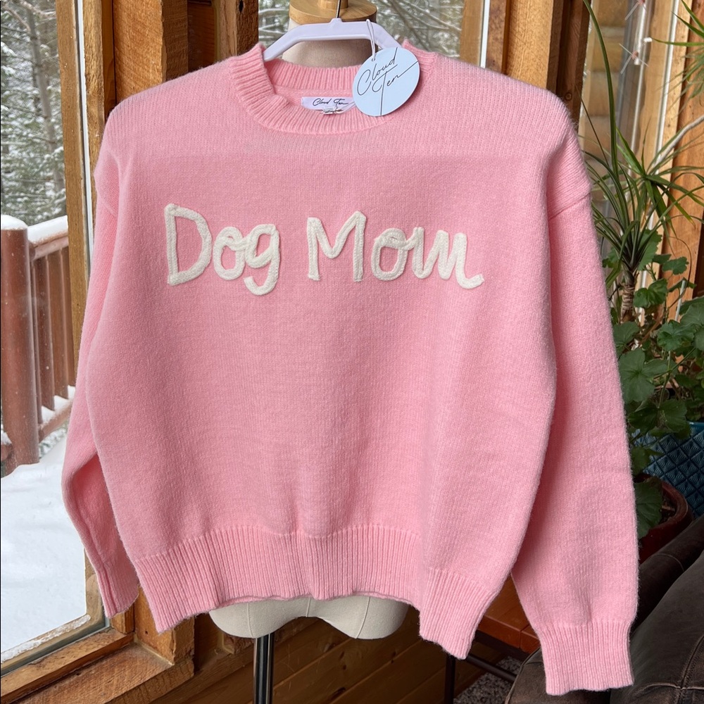 Cloud Ten Pink 'Dog Mom' Crew Neck Sweater - Picture 3 of 7